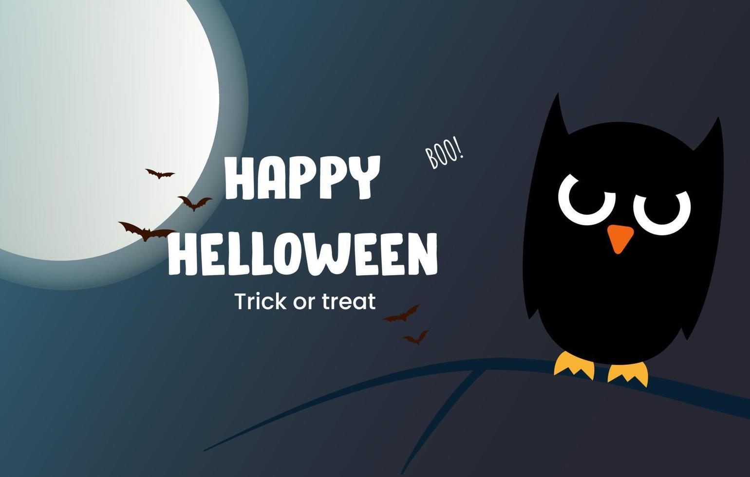 Helloween night vector illustration. vector illustration of owl at night with moon