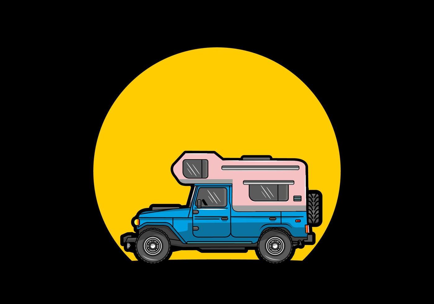 Stocky camper car illustration badge vector