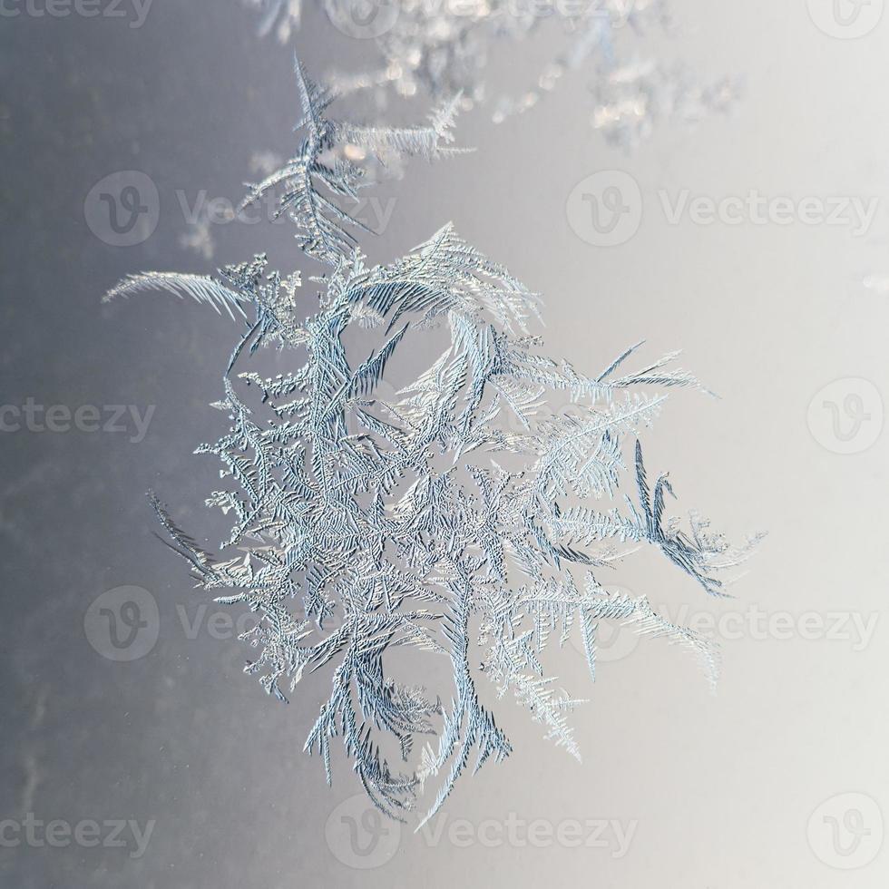 snowflake closeup on window pane photo