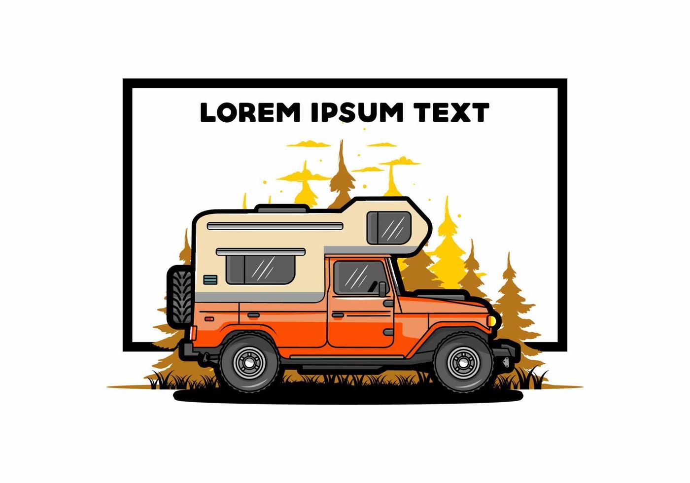 Stocky camper car illustration badge vector