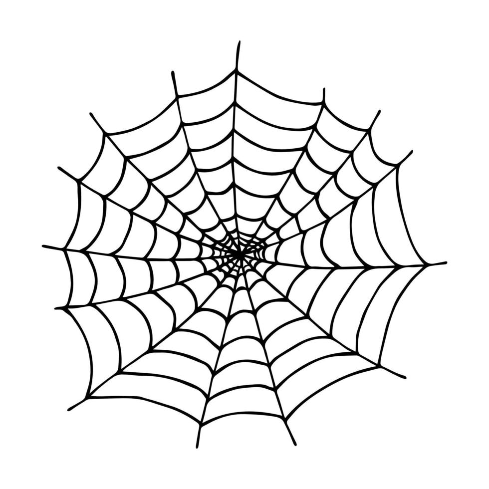 ilustración de tela de araña dibujada a mano simple. lindas imágenes prediseñadas de telaraña. garabato de halloween para impresión, web, diseño, decoración, logotipo vector