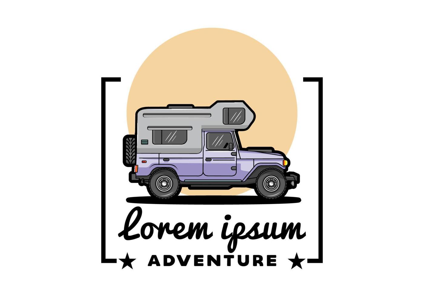 Stocky camper car illustration badge vector