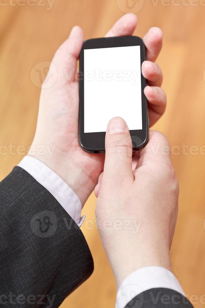 communicator in businessman hands photo