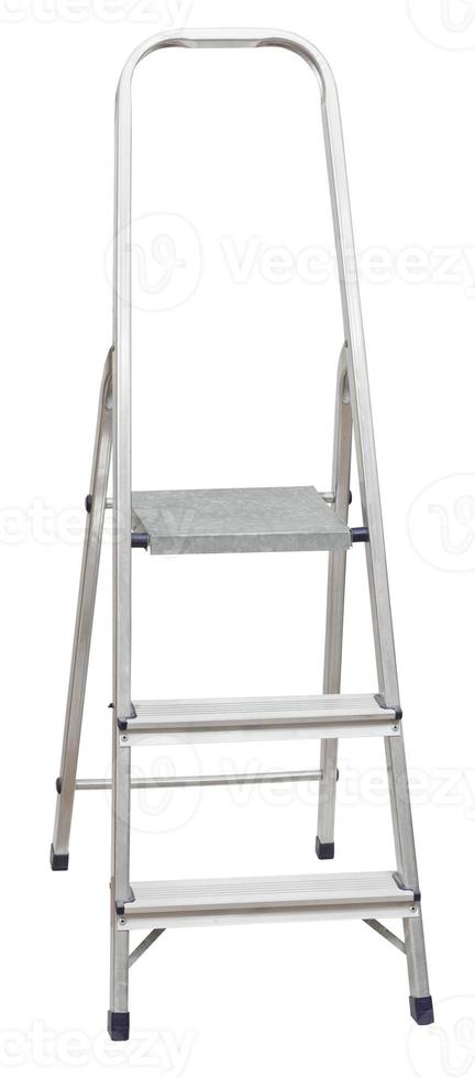 short folding stepladder isolated on white photo