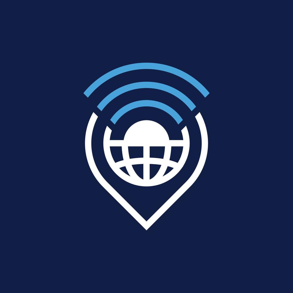 Globe Pin Location Modern Technology Logo vector
