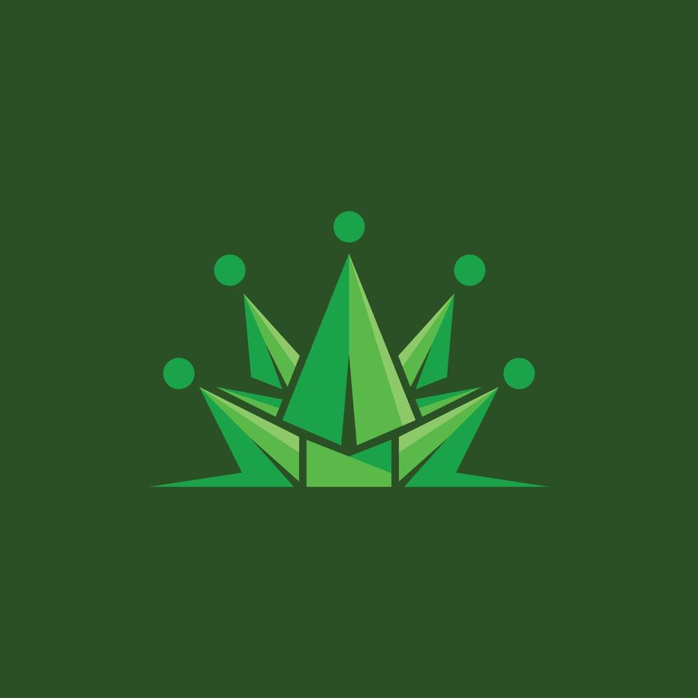 logotipo geométrico simple de corona de marihuana vector