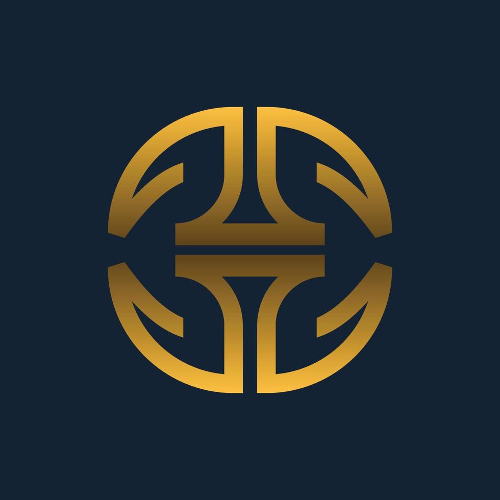 Letter TT Circle Line Geometric Logo vector