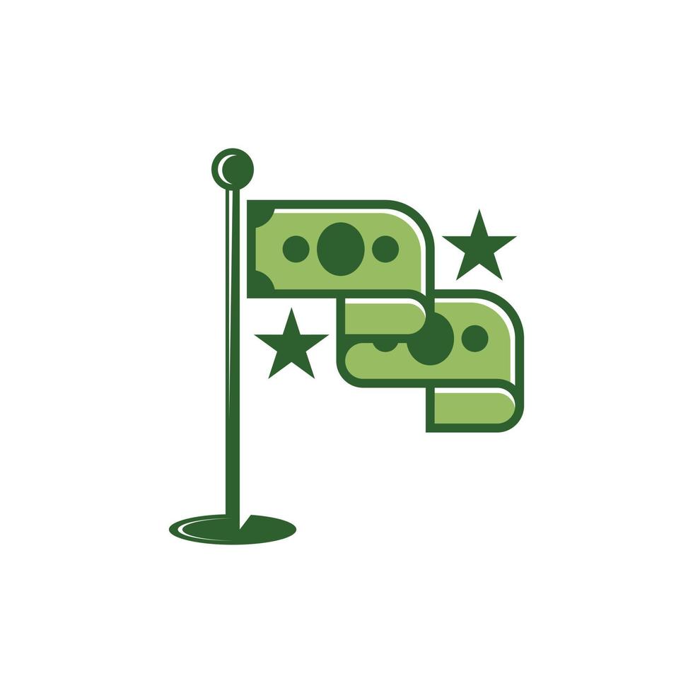 Flag Pole Money Dollar Simple Creative Logo vector