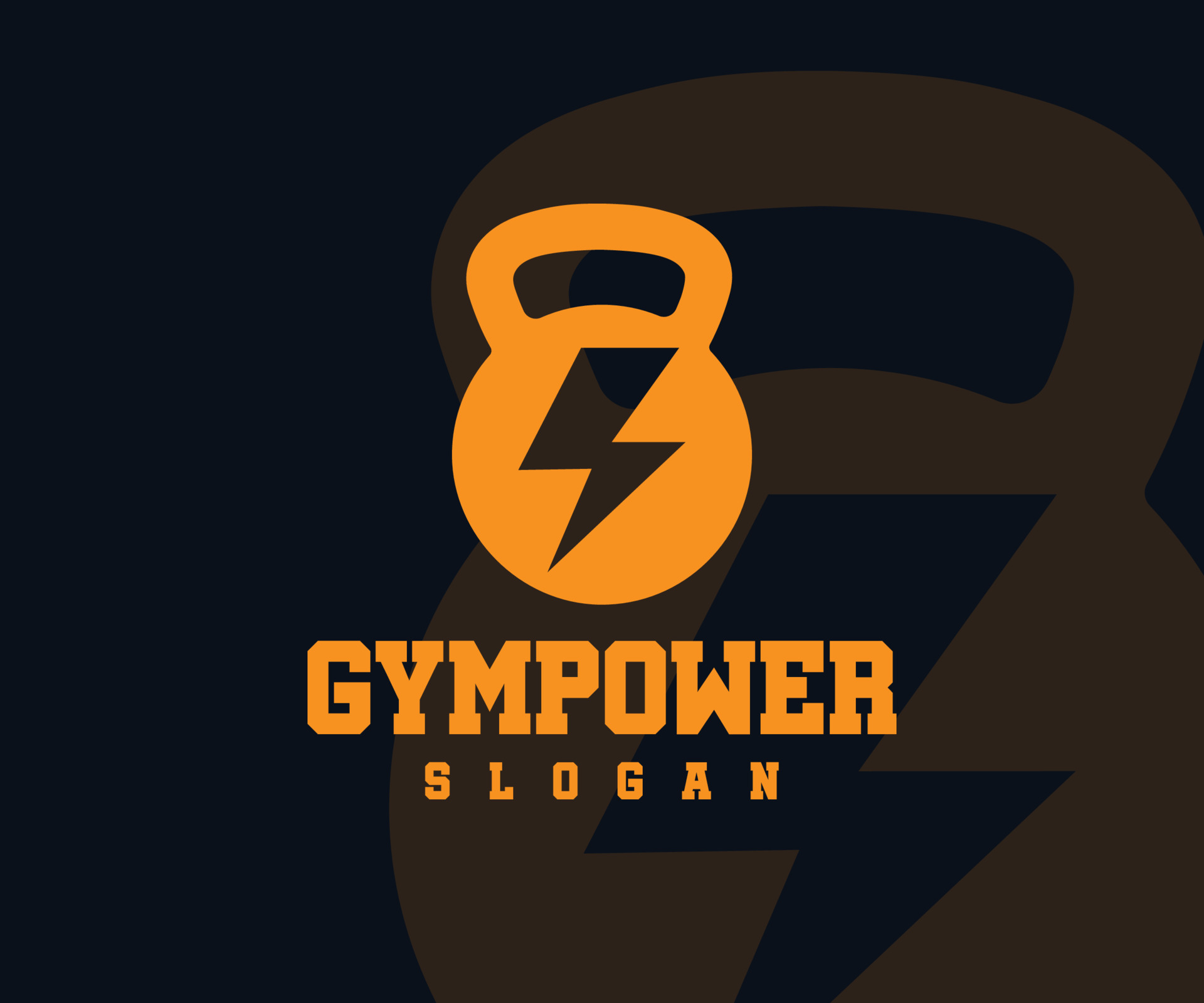 Fitness Gym Power Logo Design Idea With Kettle Bell and Thunder