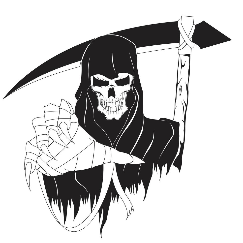 Scary Grim Reaper Vector Illustration