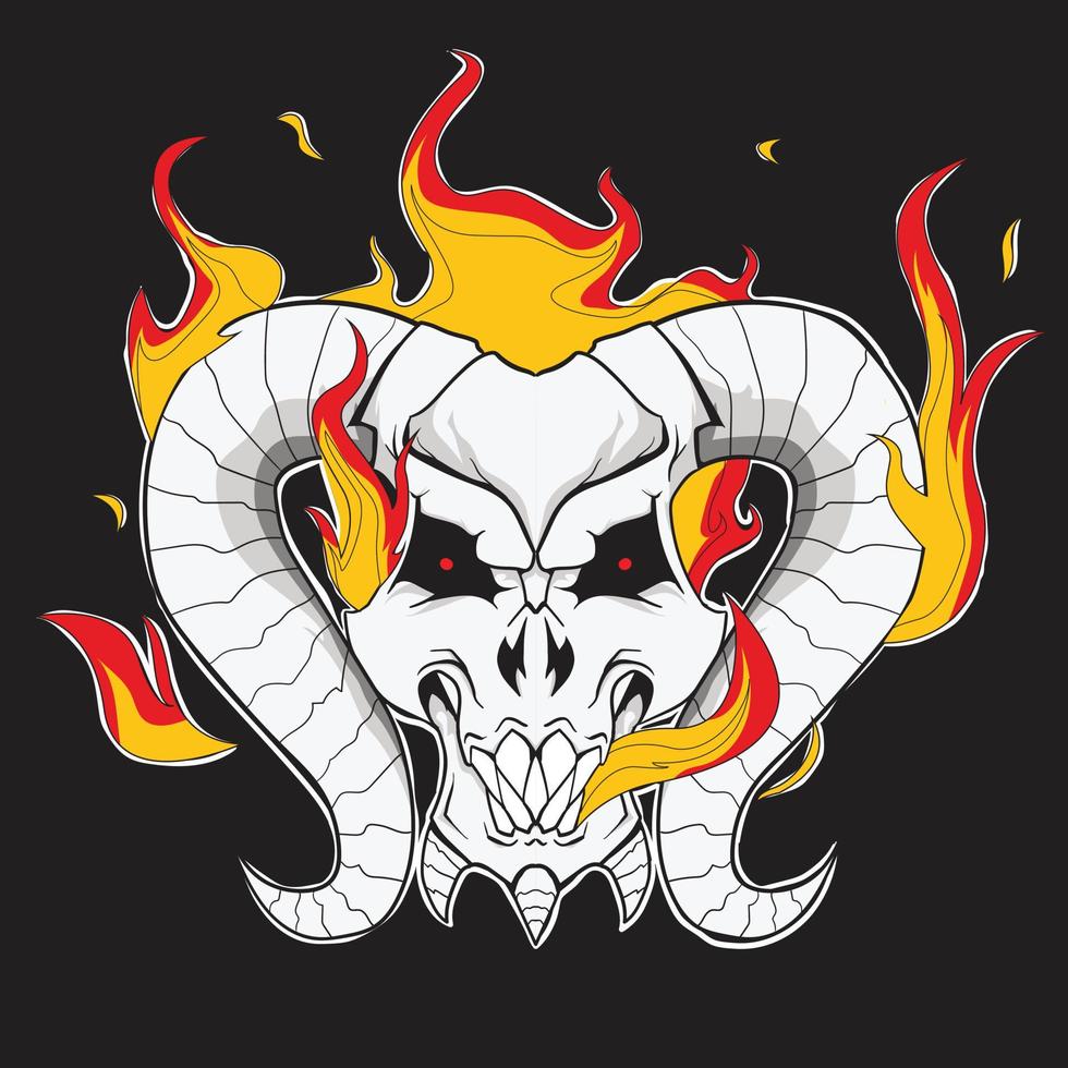 Scary Devil Skull Vector Illustration