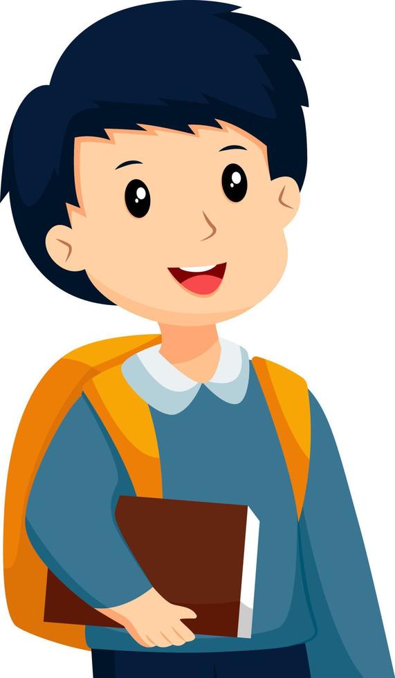 Little Boy Carrying a Book Character Design Illustration vector