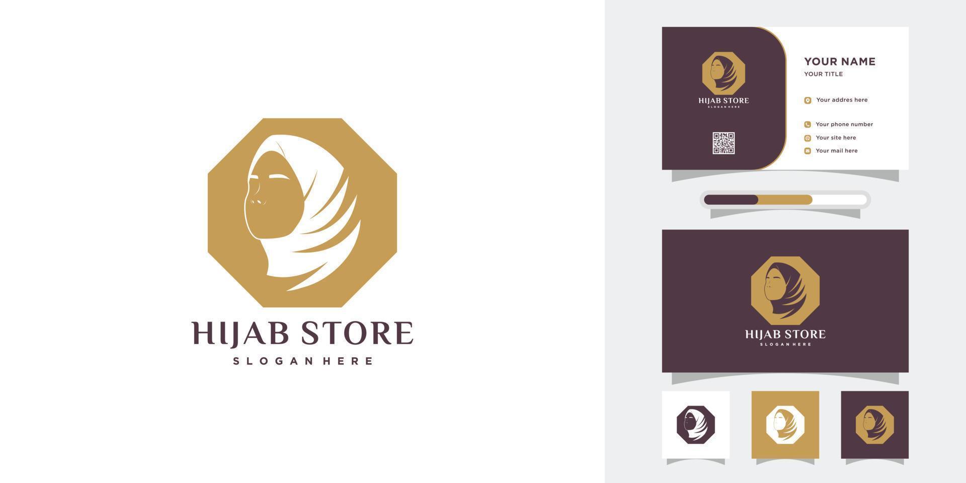 hijab store logo design with style and creative concept vector