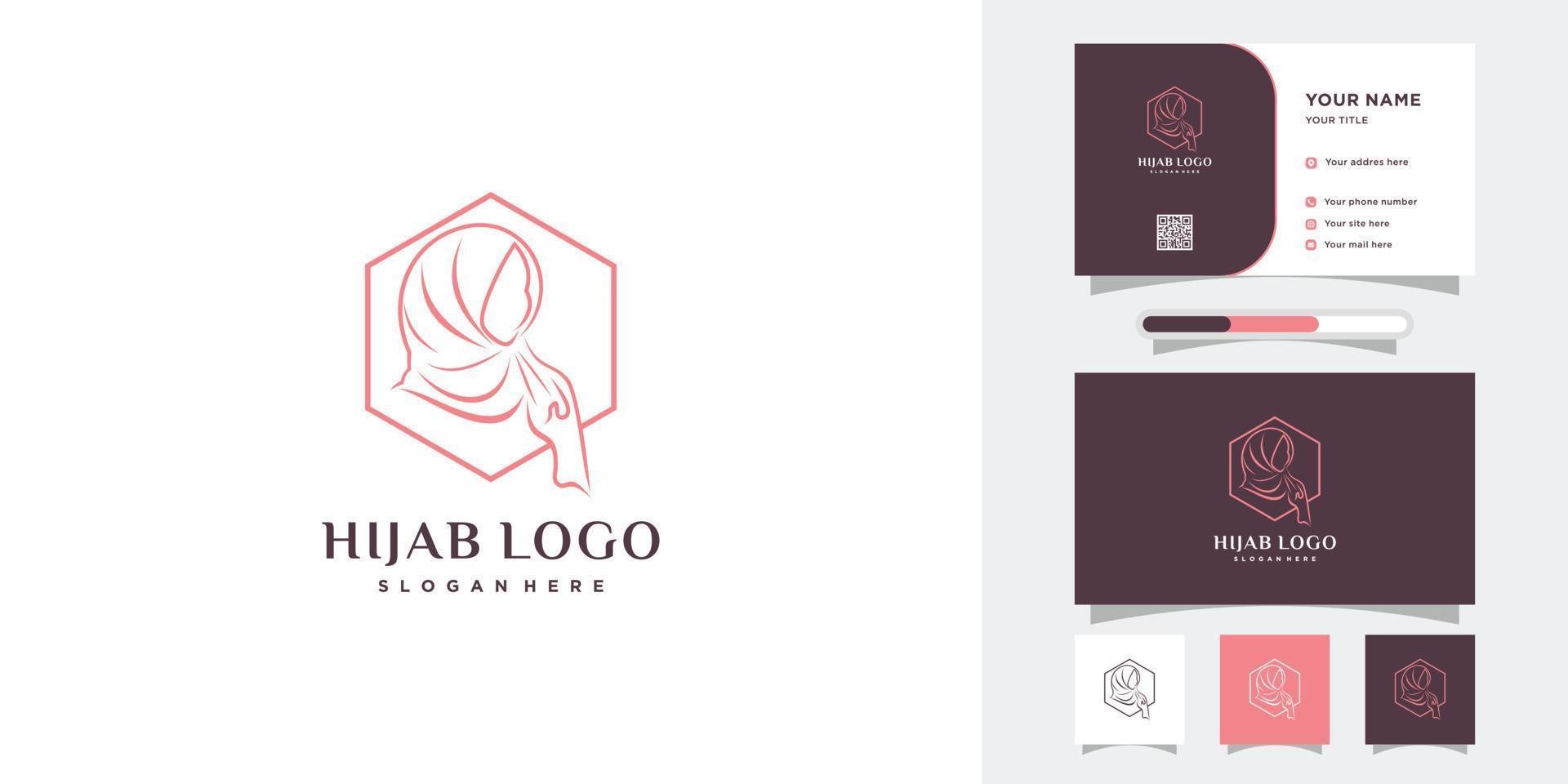 hijab logo design with style and creative concept vector