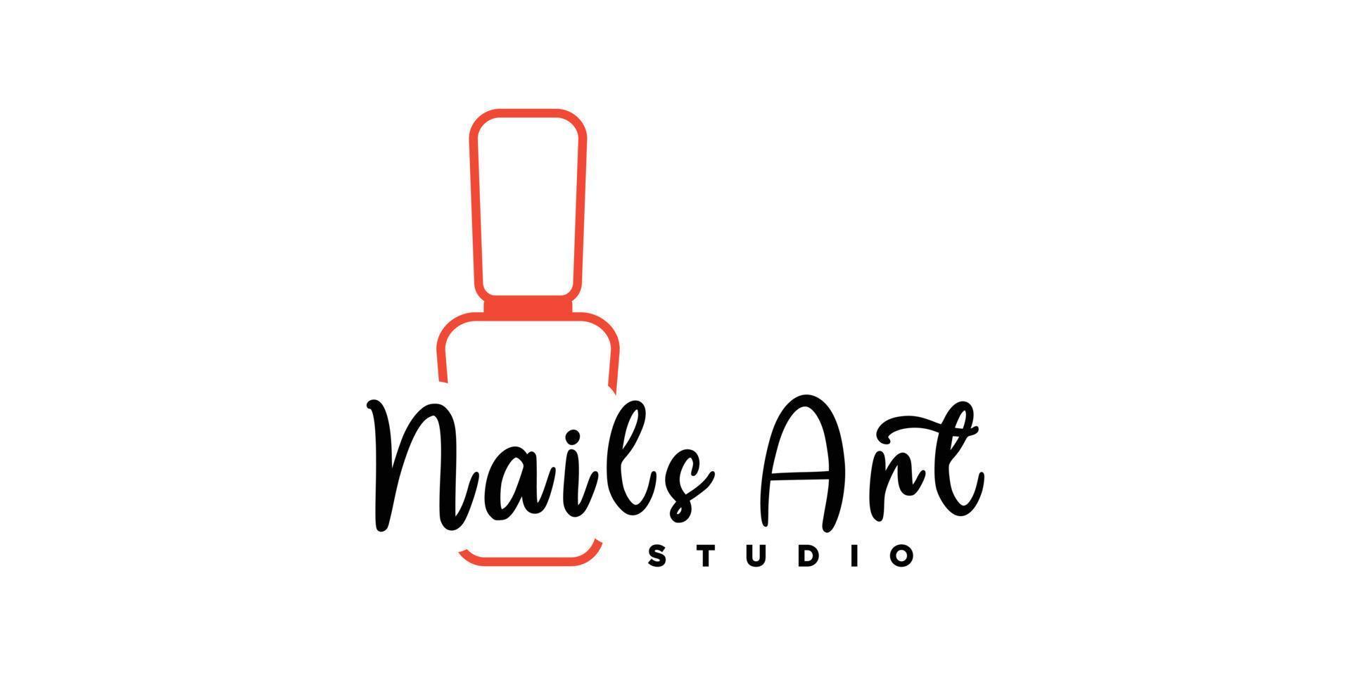 nails art logo designwith style and creative concept vector