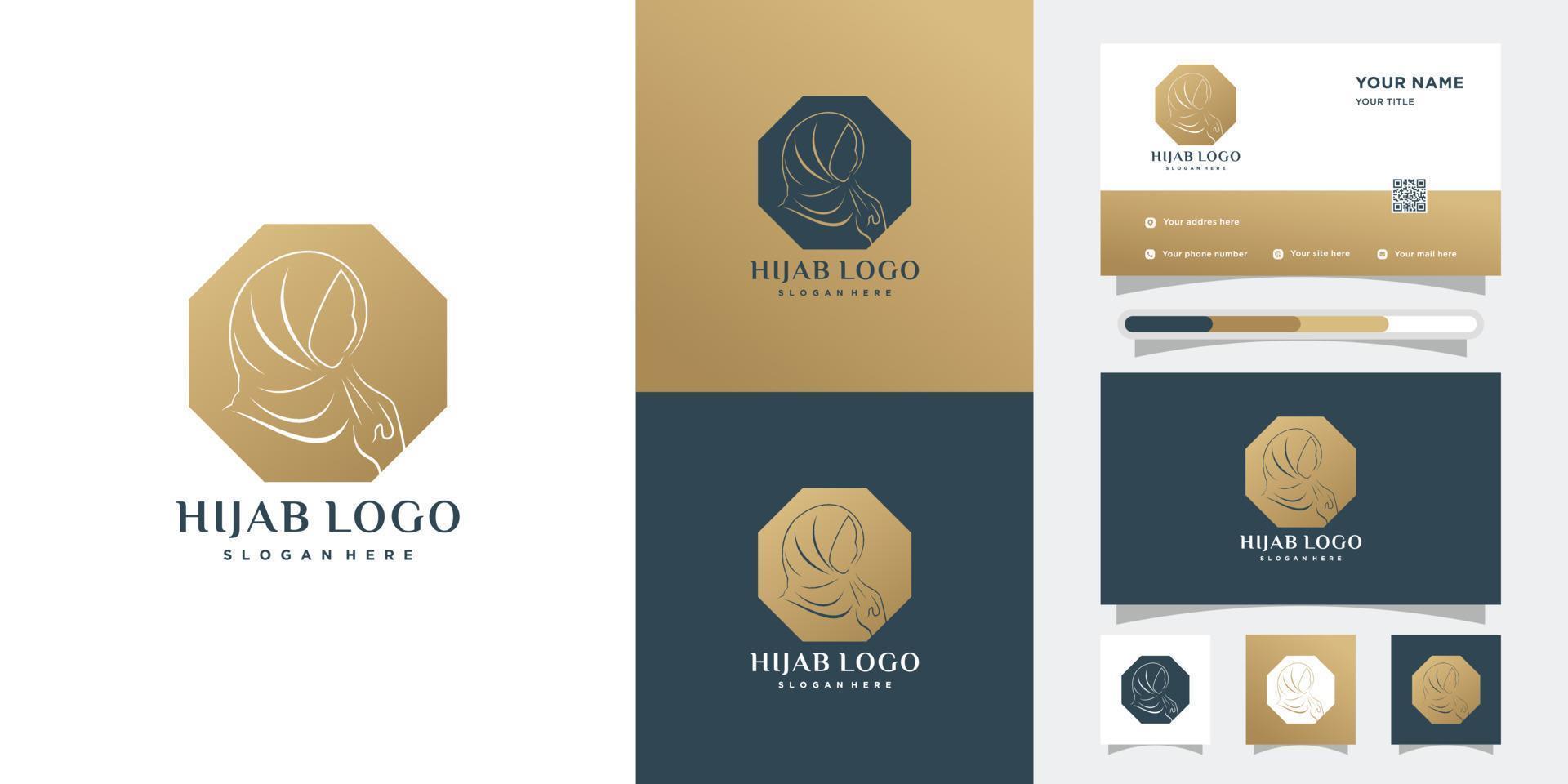 hijab logo design with style and creative concept vector