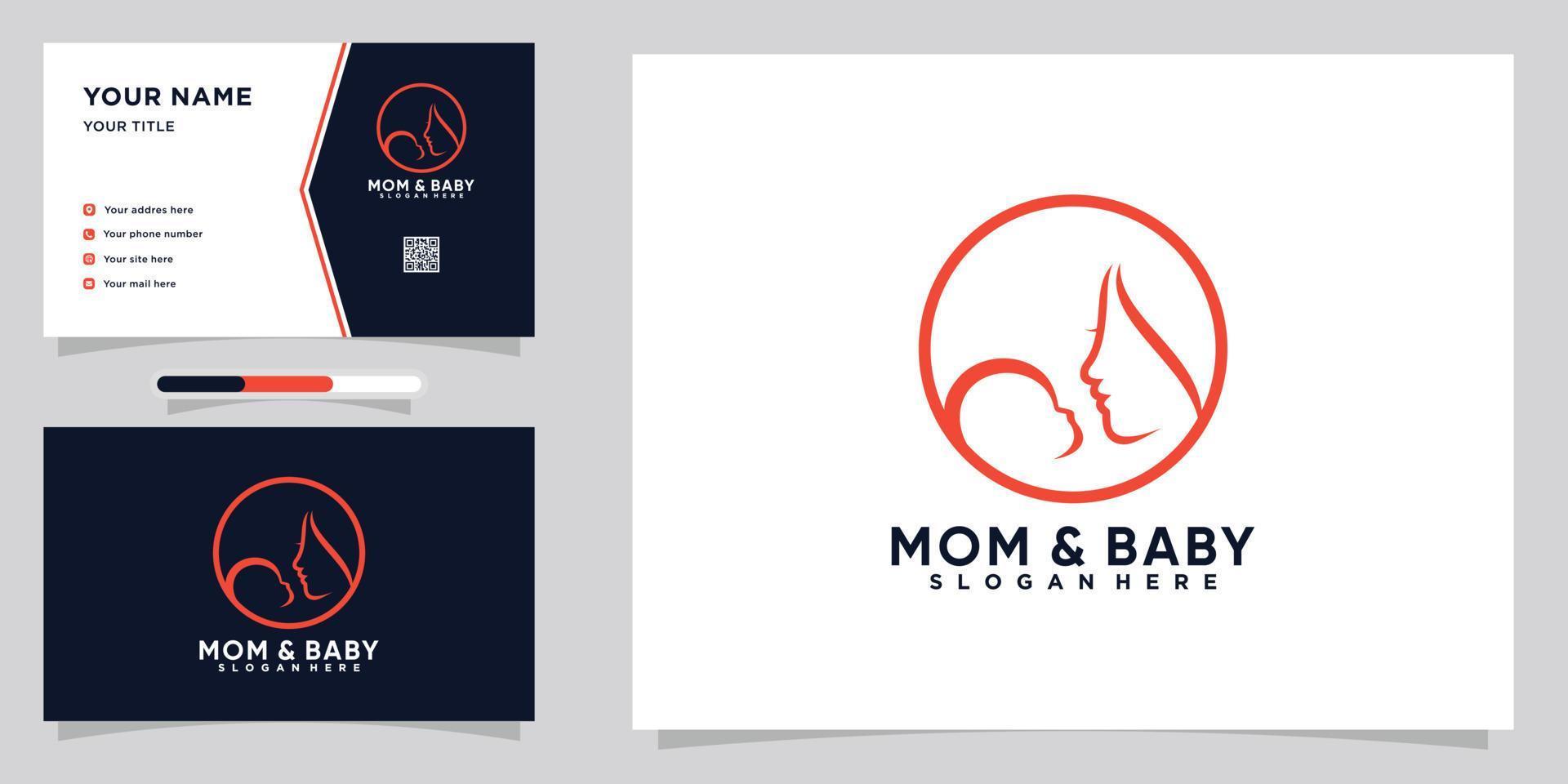 diseño de logotipo de mamá y bebé con estilo y concepto creativo vector