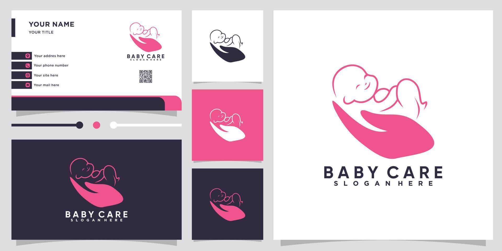 baby care logo design with style and creative concept vector