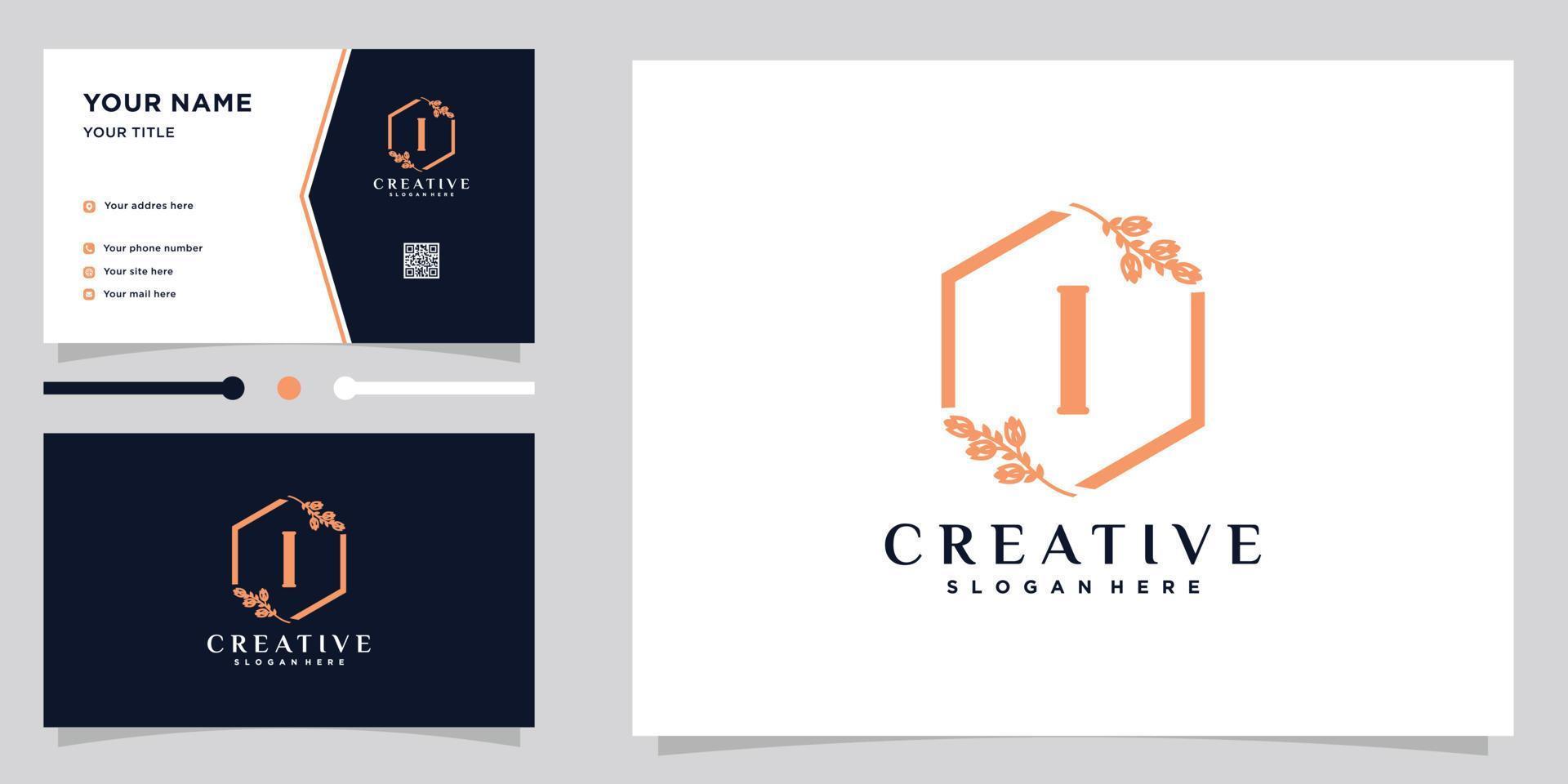 Monogram logo design initial latter I with style and creative concept vector