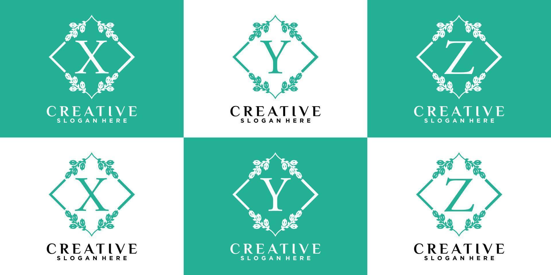 Monogram logo design initial latter XYZ with style and creative concept vector