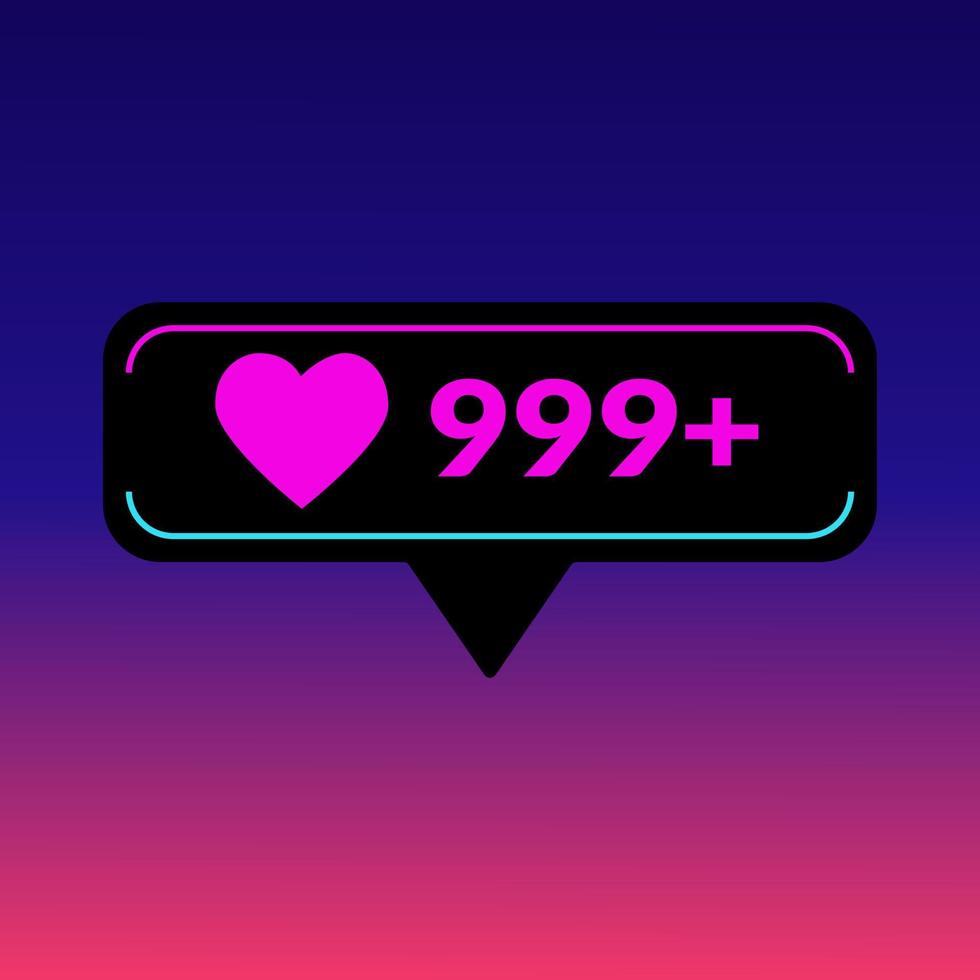 Social media loves or likes icon with vector concept in gradient neon color