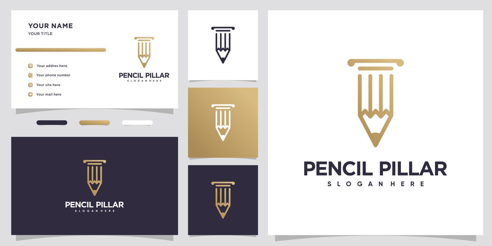 diseño de logotipo de pilar y lápiz con estilo y concepto creativo vector