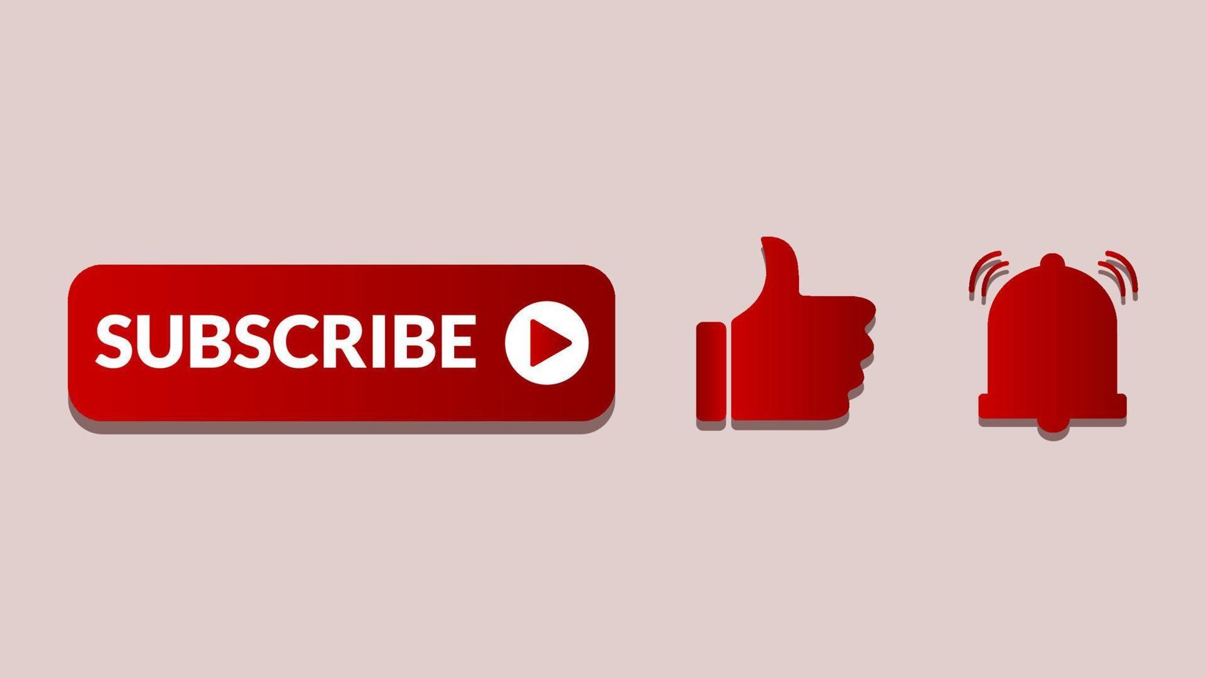 Illustration of Subscribe Button, Like and Notification Bell Icon. Suitable for Vlog Asset vector