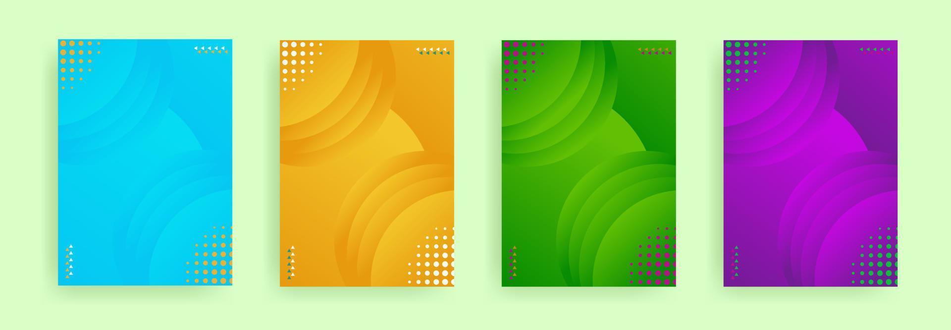 conjunto de portada abstracta moderna. diseño de cubierta de degradado dinámico y geométrico circular. adaptable para afiches, folletos o pancartas vector