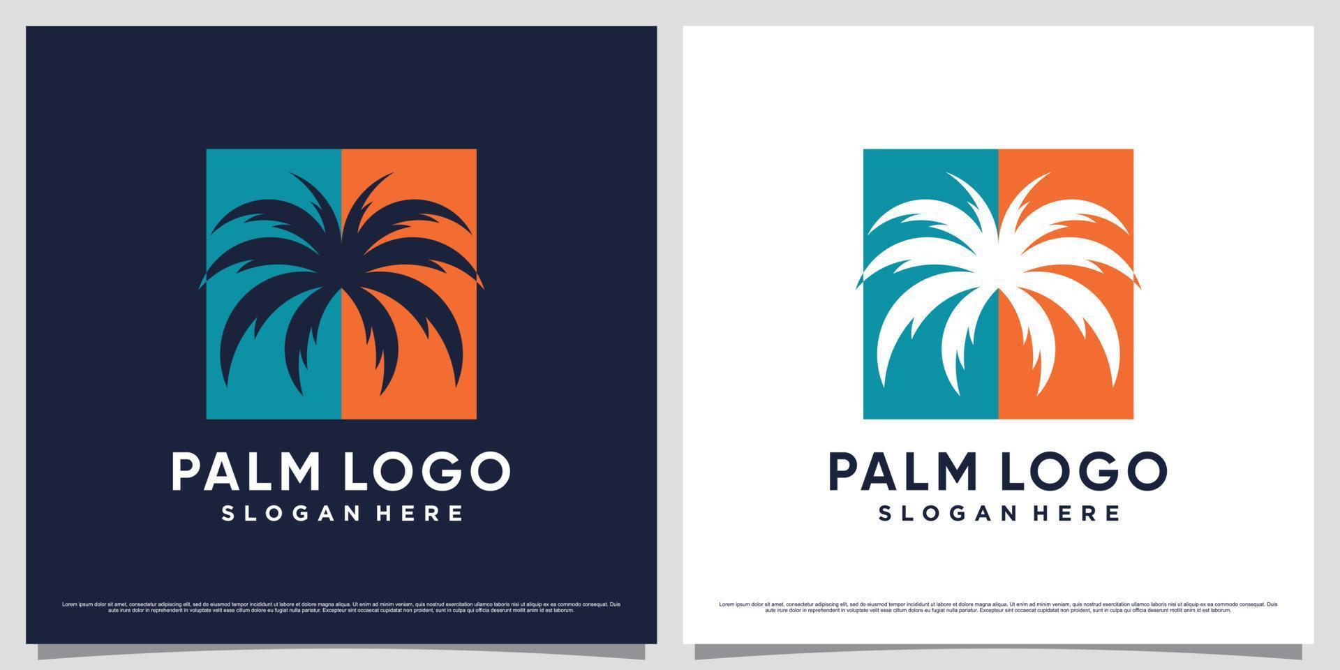 ilustración de vector de logotipo de palmera para icono de vacaciones de verano con concepto de elemento creativo