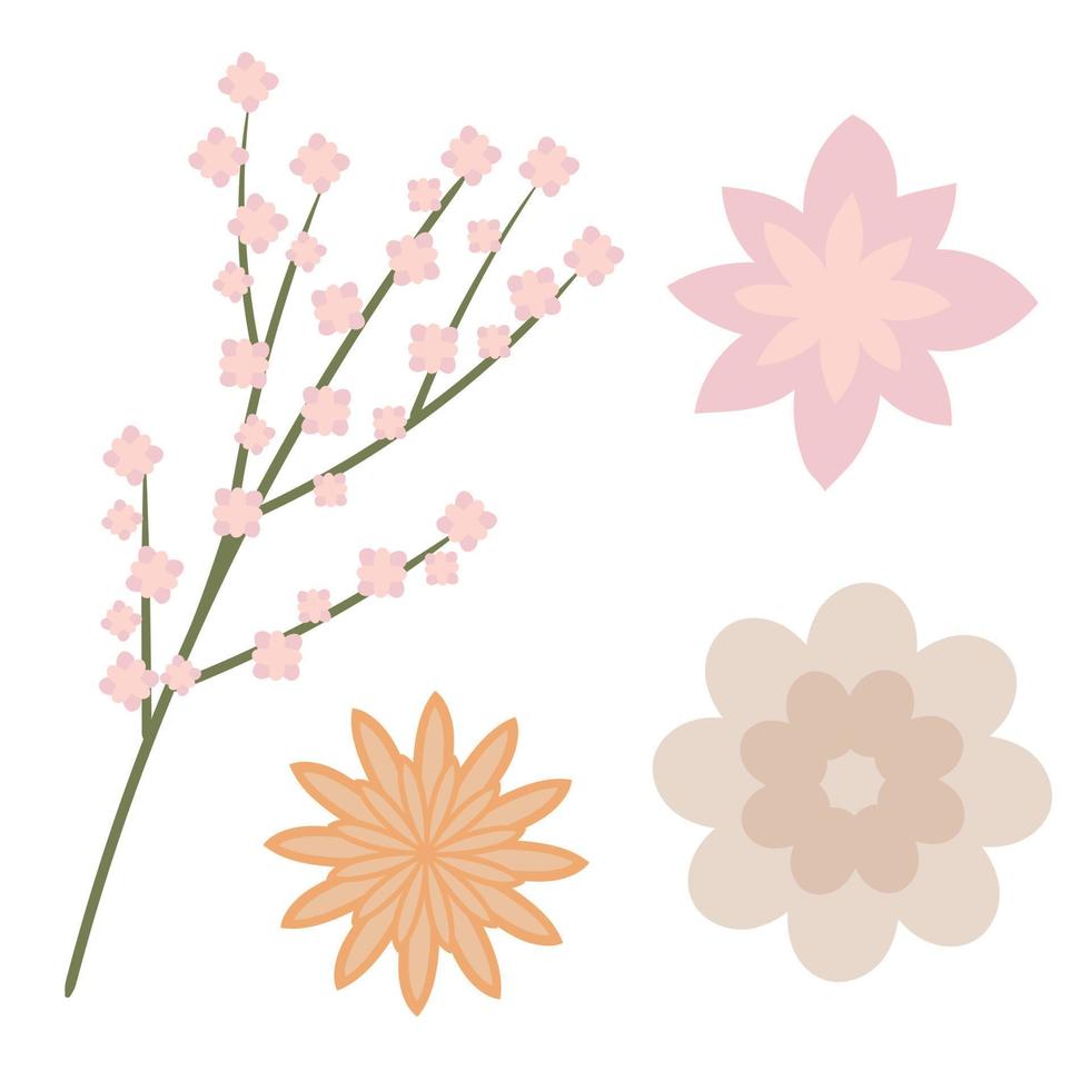 Set of simple abstract minimalistic vector flowers