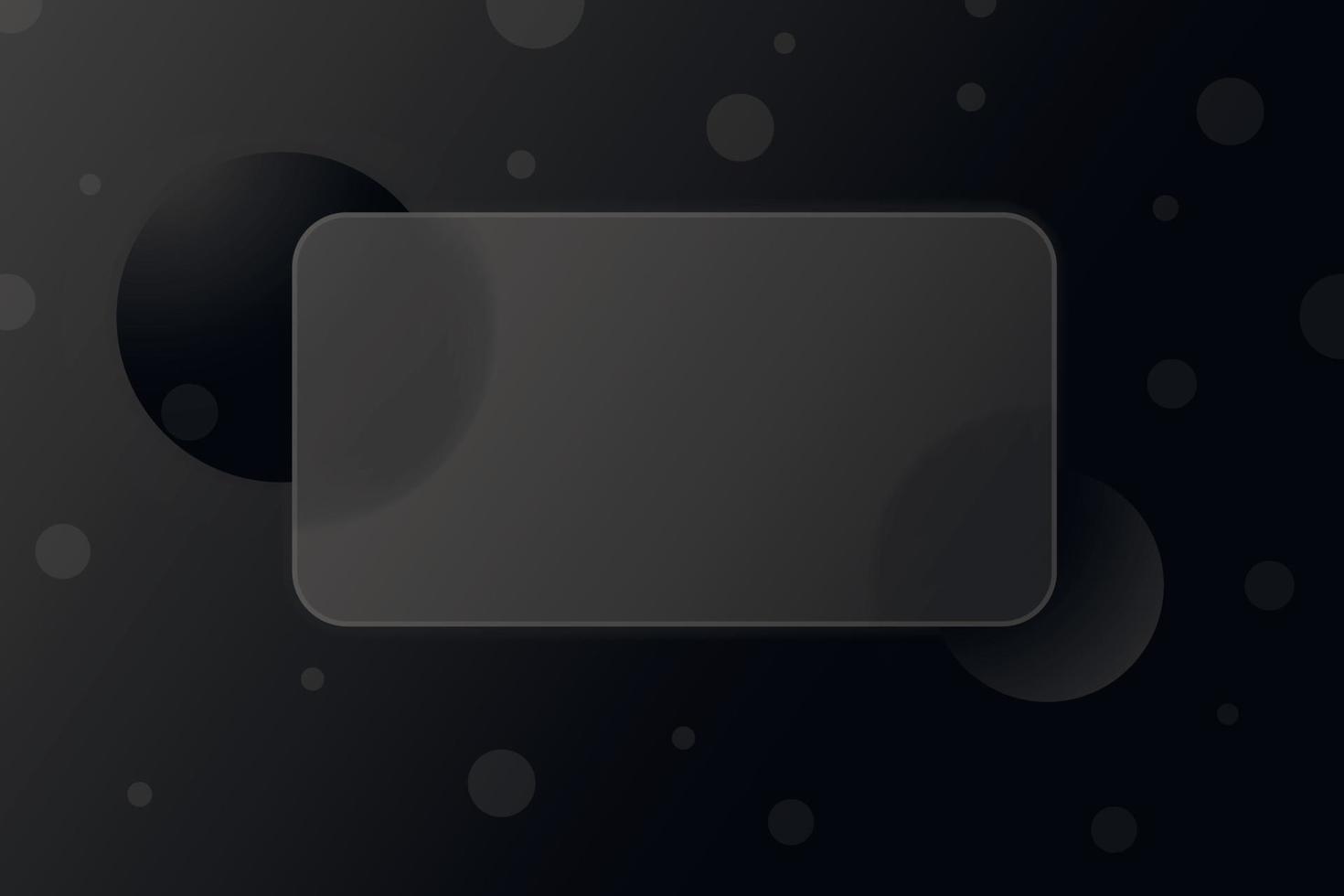 Black website landing page template in Glassmorphism style with 3d circles. Horizontal banner website screen with glass overlay effect isolated on abstract background with fluid gradient shapes. vector