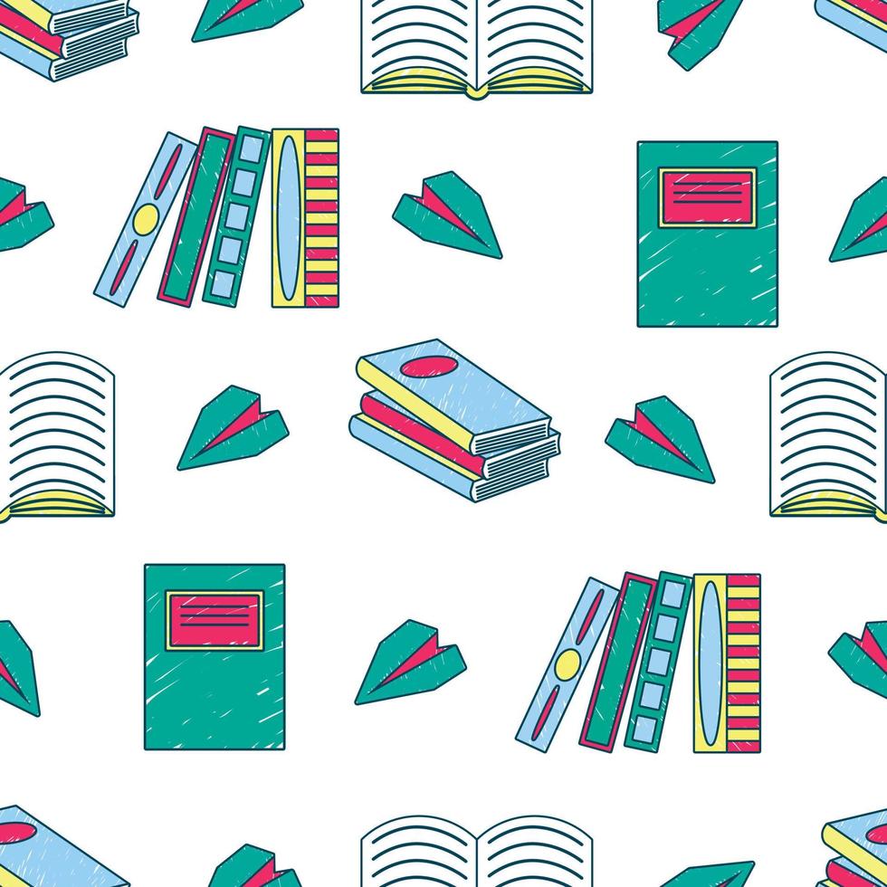 Seamless pattern with school supplies isolated on a white background. Wallpaper back to school vector