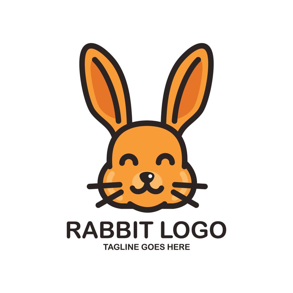 Cute rabbit face logo design vector