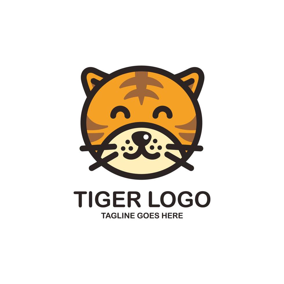 lindo diseño de logotipo de cara de tigre vector