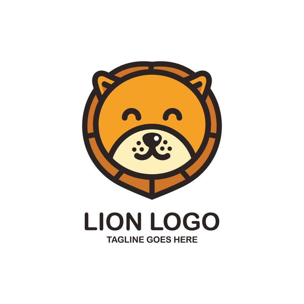 Cute lion face logo design vector