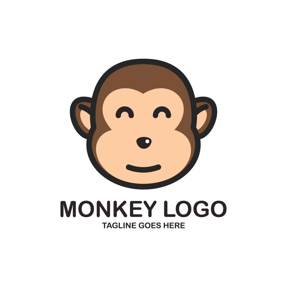 Cute monkey face logo design vector