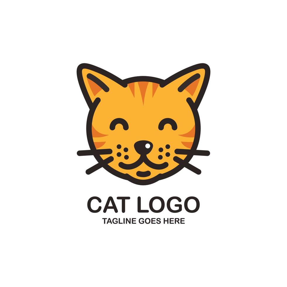 Cute cat face logo design vector