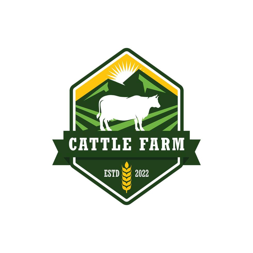 Cattle farm logo vector. Cow farm logo vector