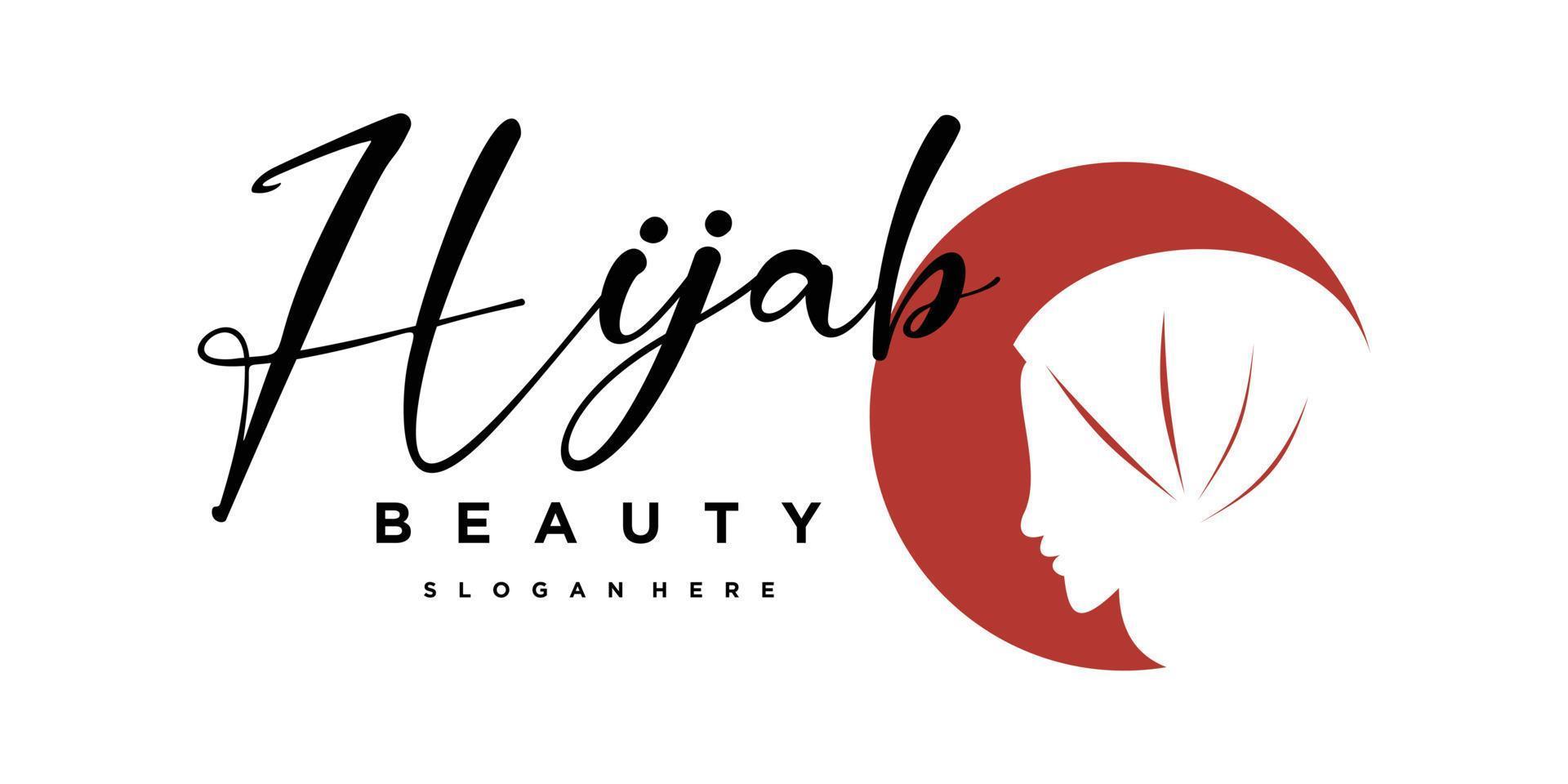diseño de logotipo de belleza hijab con estilo y concepto creativo vector