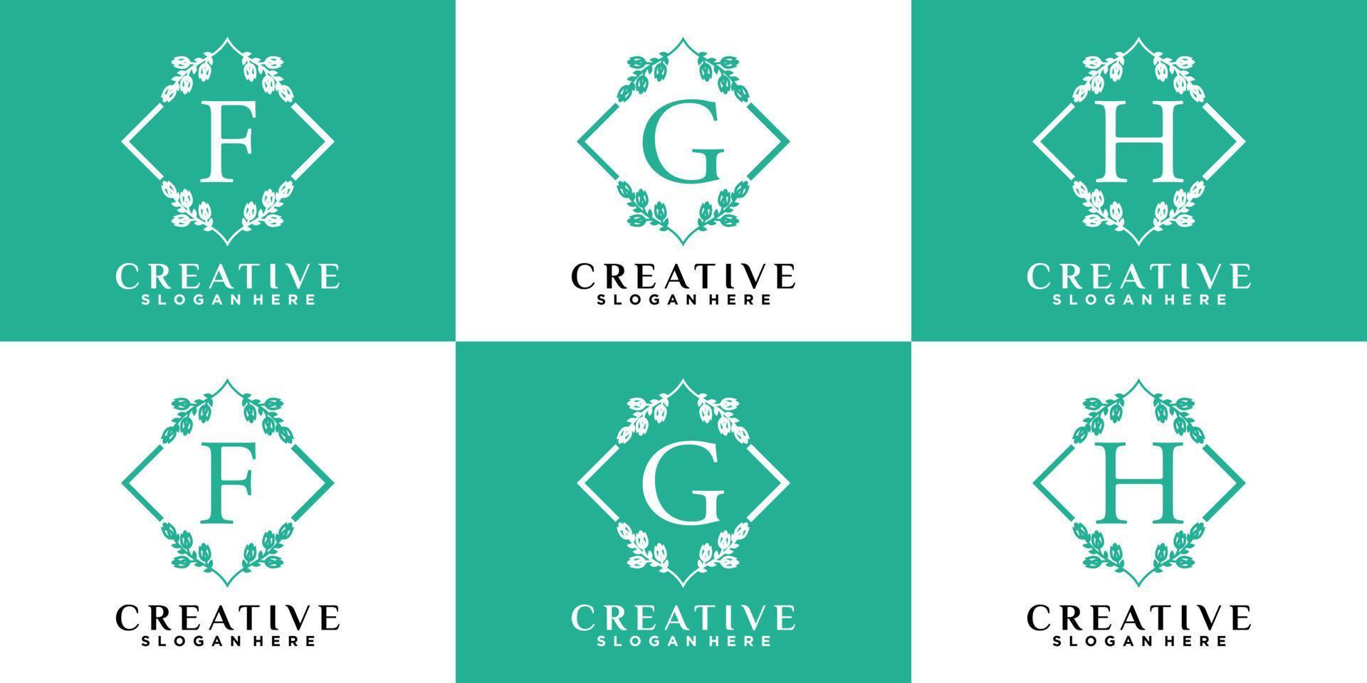 alphabet f g h  logo design with style and creative concept vector