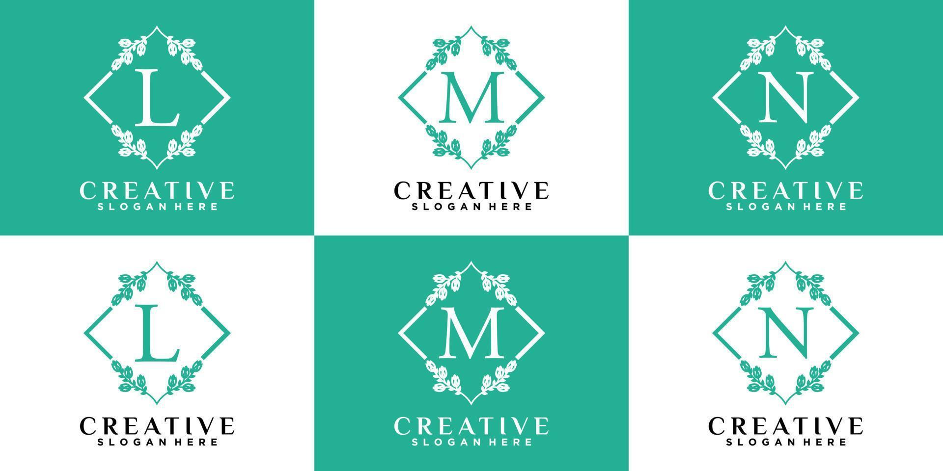 alphabet l m n  logo design with style and creative concept vector