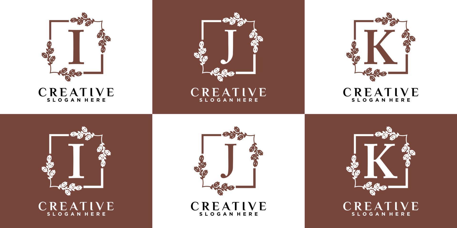 alphabet i j k  logo design with style and creative concept vector