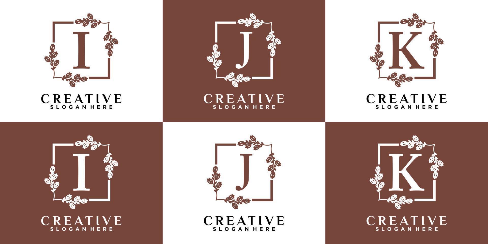 alphabet i j k  logo design with style and creative concept vector