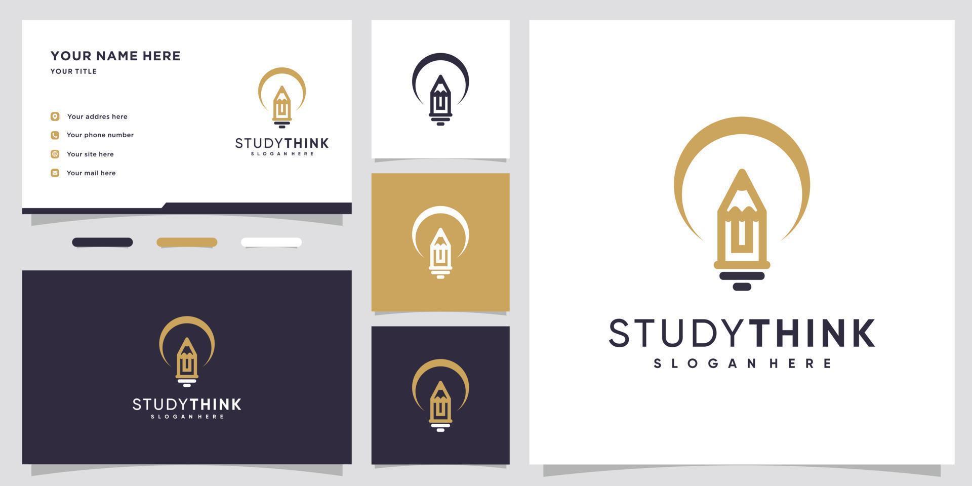 Study think logo design with style and creative concept vector