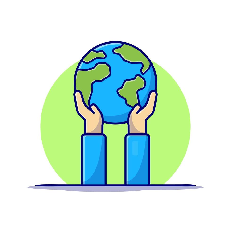 Hand Holding Earth Cartoon Vector Icon Illustration. Science  Nature Icon Concept Isolated Premium Vector. Flat Cartoon  Style