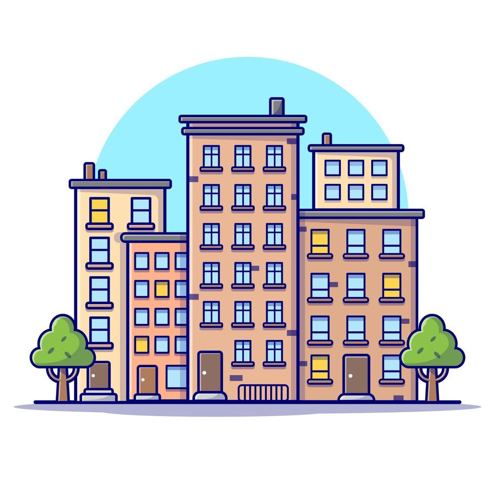 Cityscape Cartoon Vector Icon Illustration. Building Architecture Icon Concept Isolated Premium Vector. Flat Cartoon Style