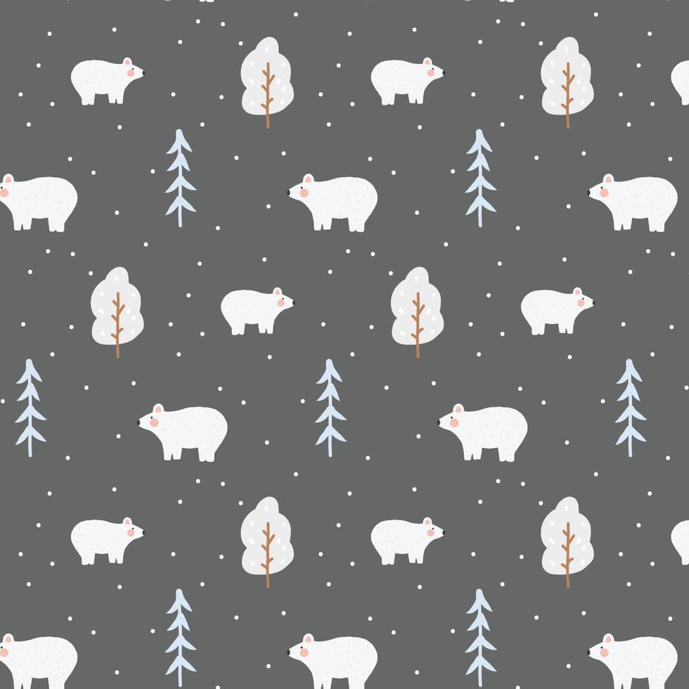 White bear in winter forest vector