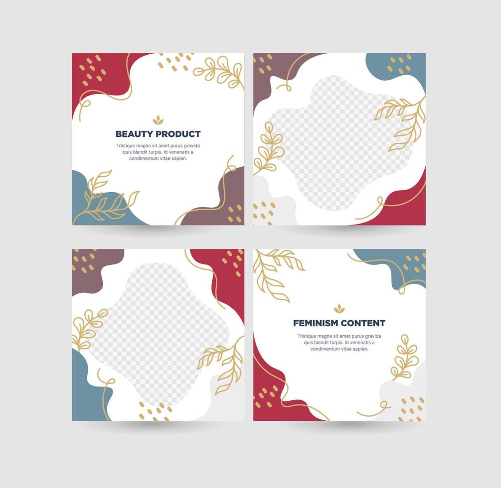 Flat and Fun Liquids Social Media Post Template Suitable for Women's Products like lipstick, powder, creams vector
