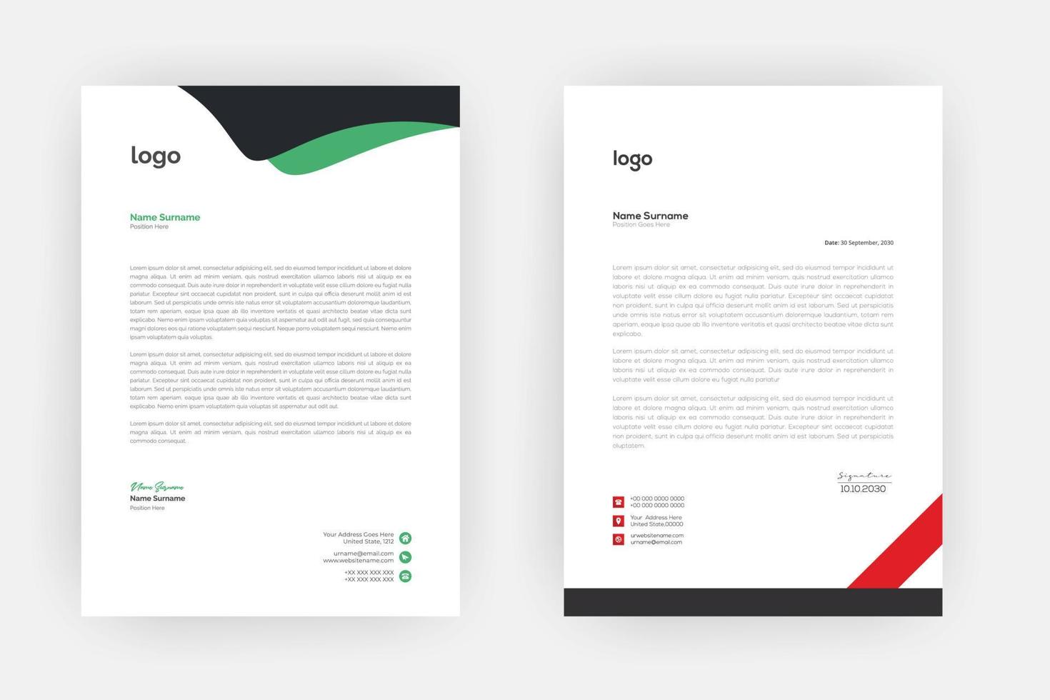 Creative letterhead , Elegant and minimalist style letterhead template design,A4 sizes vector