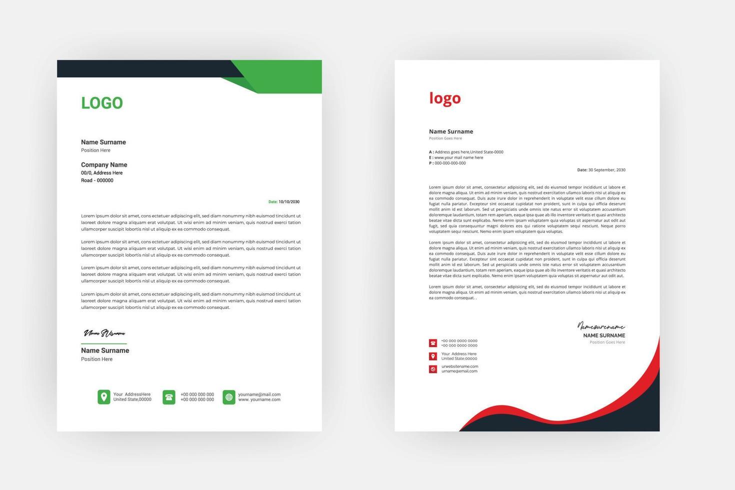 Creative letterhead , Elegant and minimalist style letterhead template design,A4 sizes vector